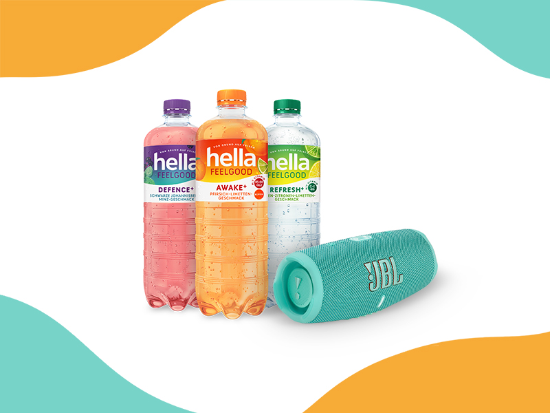 FEELGOOD-Paket mit 1 Bluetooth-Lautsprecher JBL + hella FEELGOOD-Flaschen